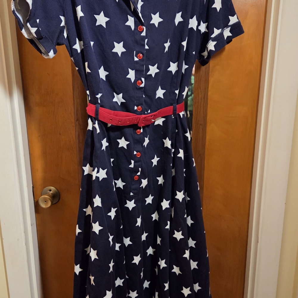 Collectif Blue and White Flutter Sleeve Midi Sundress - Picture 1 of 5